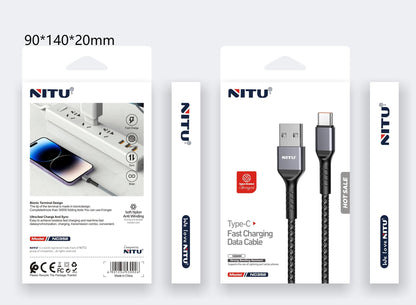 Metal Shell USB To Type C Data Cable Fast Charging 1m,nylon Braided