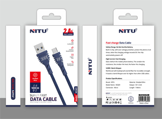 USB To Micro Braided Cable 1meter