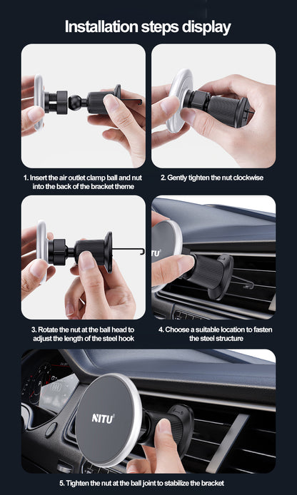 Car-vent Phone Holder Strong Magnetic Attraction 15W Wireless Charging