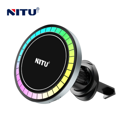 Car-vent Phone Holder Strong Magnetic Attraction 15W Wireless Charging With RGB Light