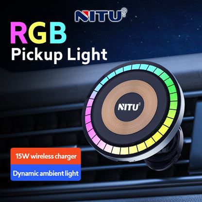 Car-vent Phone Holder Strong Magnetic Attraction 15W Wireless Charging With RGB Light