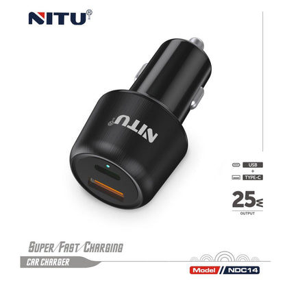 Car Charger PD25W +QC3.0 With 1 meter PD C To C Cable