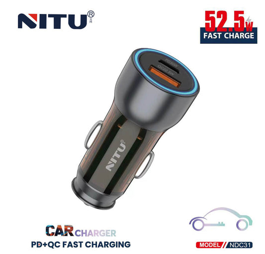 Car Charger Fast Charging PD30W+USB QC22.5W Ports 52.5W