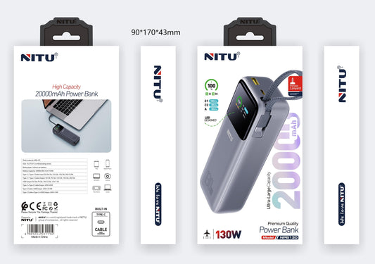 Power bank 20000mAh,130W,LED display
