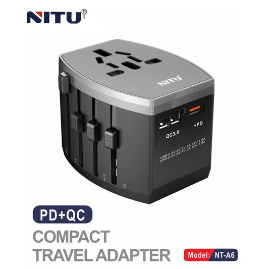 Travel Adapter Multiple Plugs QC3.0+PD Charger