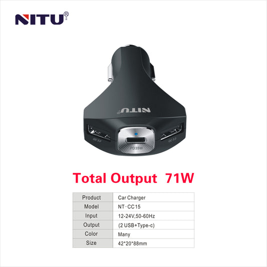 Car Charger Super Fast Charging PD35W + Dual QC3.0,71W