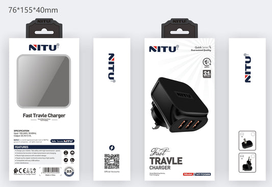 Wall charger UK +EU Converter Plug USB QC3.0*3 Ports