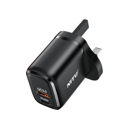 Charger Adapter UK Plug Dual PD+QC Fast Charger With C-L Cable