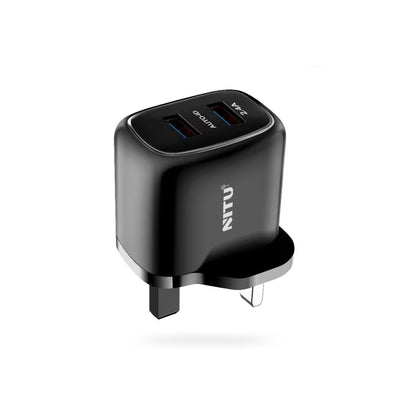 Wall charger EU/UK Plug Dual USB ports 12W
