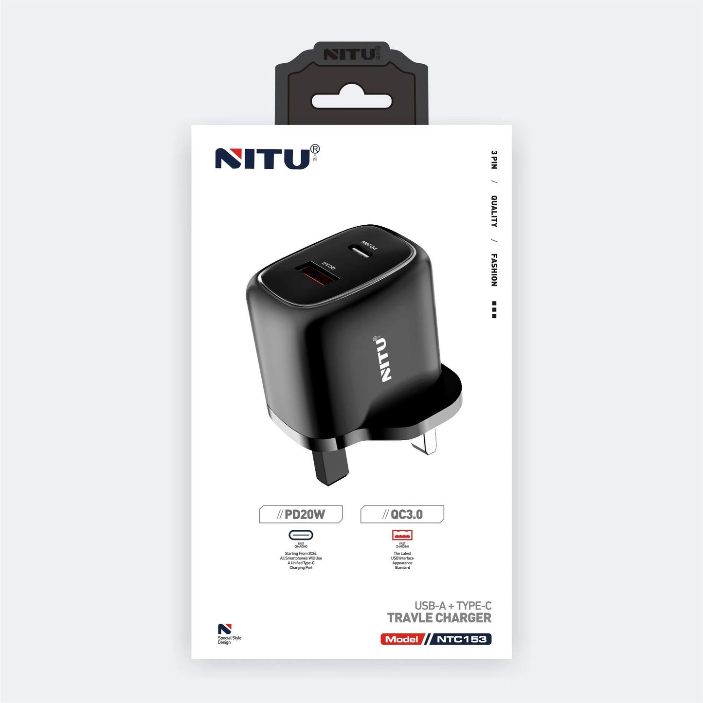 Wall charger EU Plug PD20W+ QC3.0 Fast Charging
