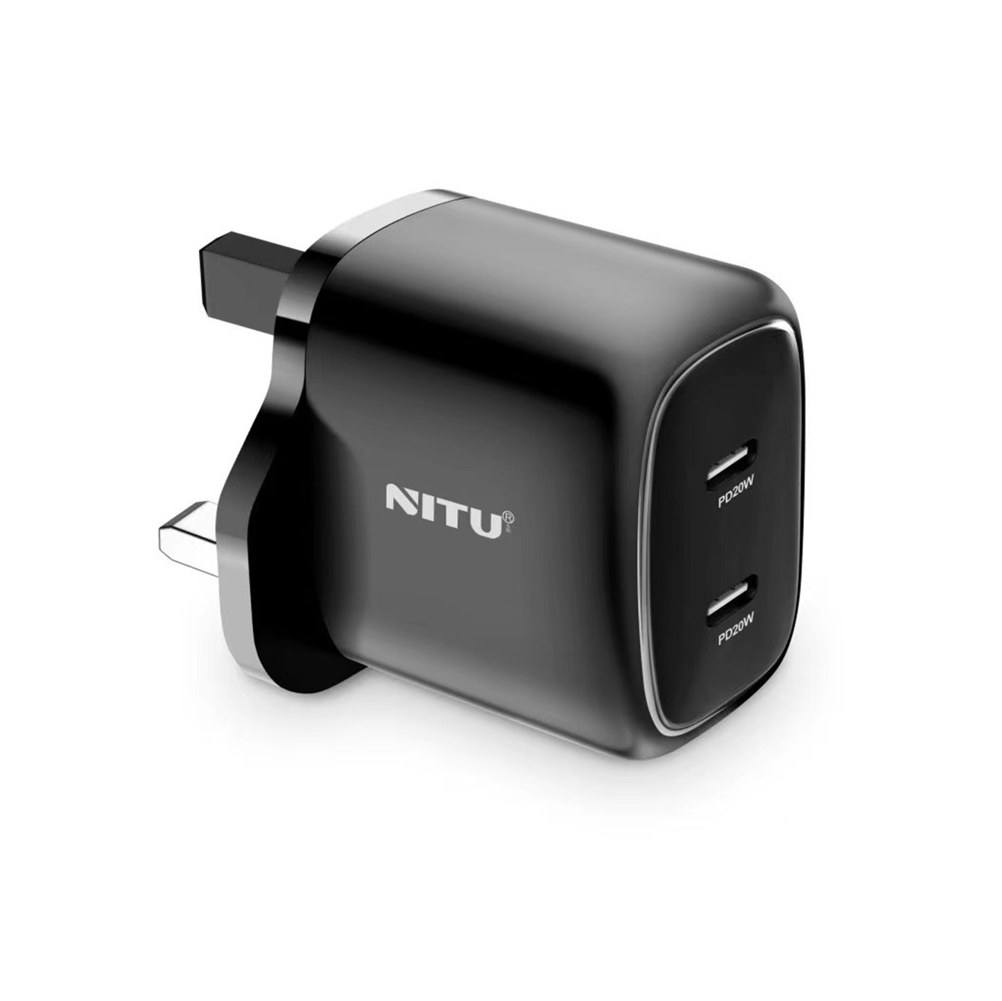Charger Adapter UK Plug Dual PD Type C Ports,40W