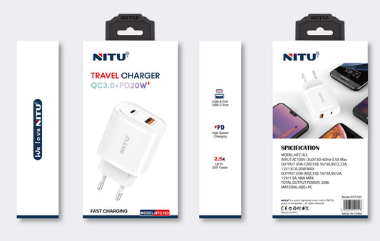 Charger Adapter UK Plug PD+QC,Fast Charger,20W