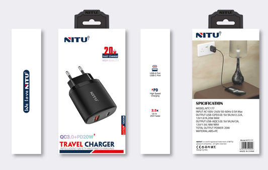 Charger Adapter EU Plug  PD20W+QC18W,Fast-Speed Wall Charger,20W