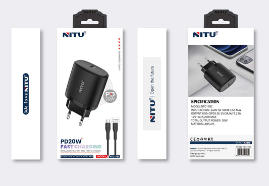 Charger Adapter EU Plug Single Port PD20W,Fast-Speed Wall Charger