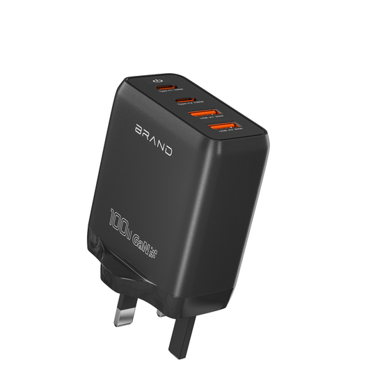 OEM Charger Adapter UK Plug PD100W+2*USB30W GaN Fast Charger,